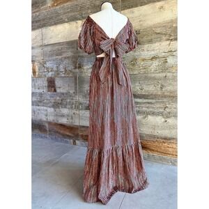 Ramy Brook‎ NWT Megan Striped Maxi Dress S Deco Rose Reversible Feminine Cottage